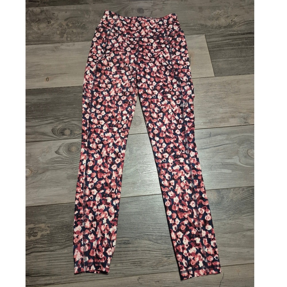 T by Talbots Womens XS Print Leggings UPF 50+ Pink Navy Athletic